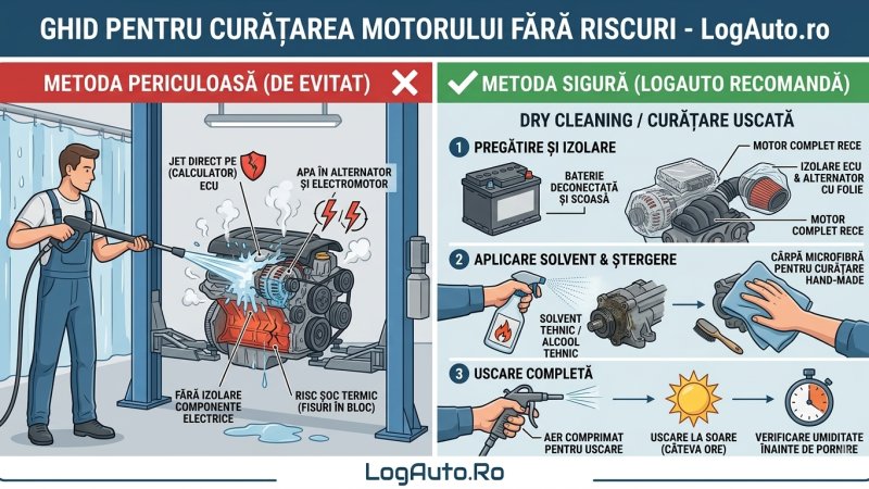 Se spală motorul mașinii? Cum îl cureți fără să-l strici