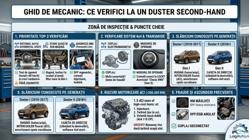 Ce verifici la un Duster second-hand: ghid de mecanic