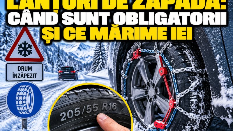 Lanțuri de zăpadă: când sunt obligatorii și ce mărime iei