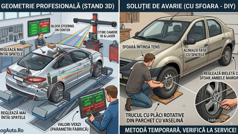 Geometria roților: cum se reglează la service și acasă cu sfoara