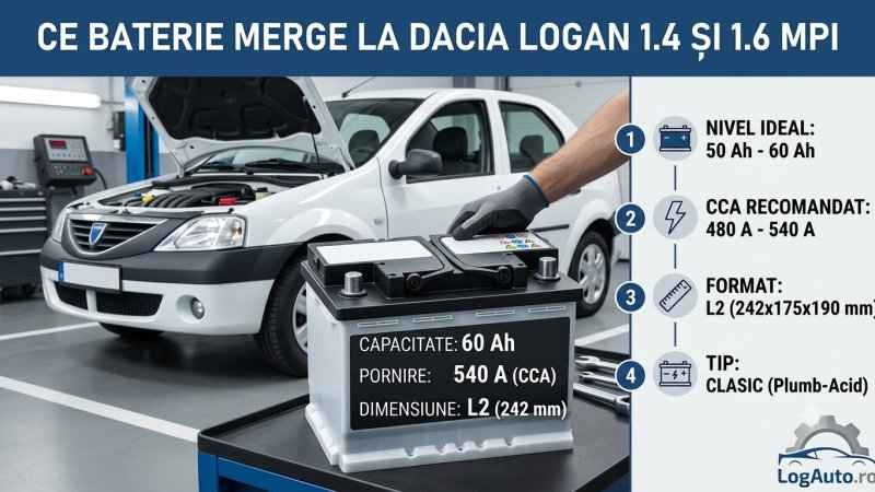 Ce baterie merge la Dacia Logan 1.4 și 1.6 MPI