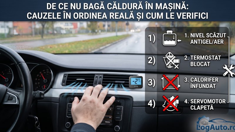 De ce nu bagă căldură în mașină: cauzele în ordinea reală și cum le verifici