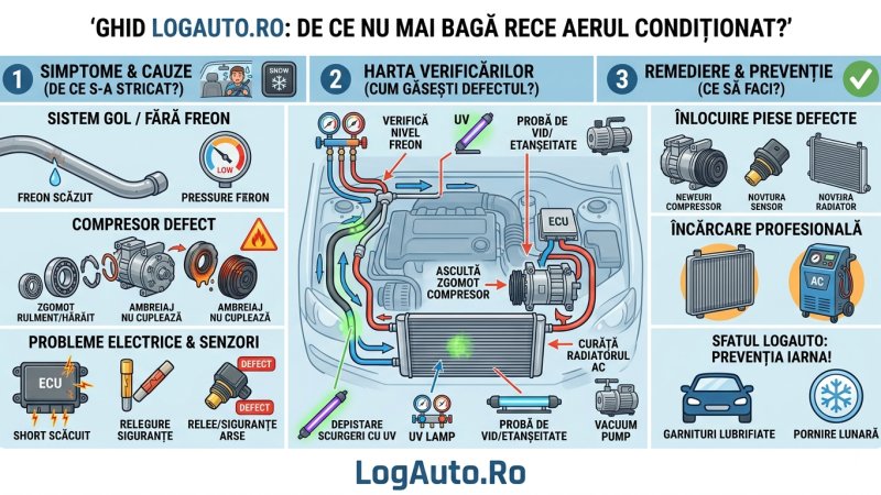 De ce nu mai bagă rece aerul condiționat la mașină