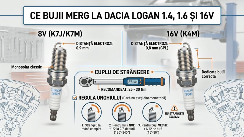 Ce bujii merg la Dacia Logan 1.4, 1.6 și 16V
